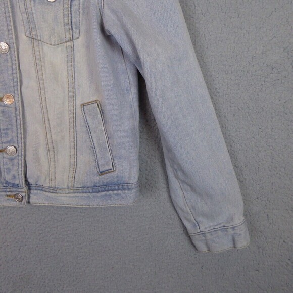 BRANDY MELVILLE Jacket Women Medium Blue Long Sleeve Distressed Light Wash Alien - Picture 4 of 12